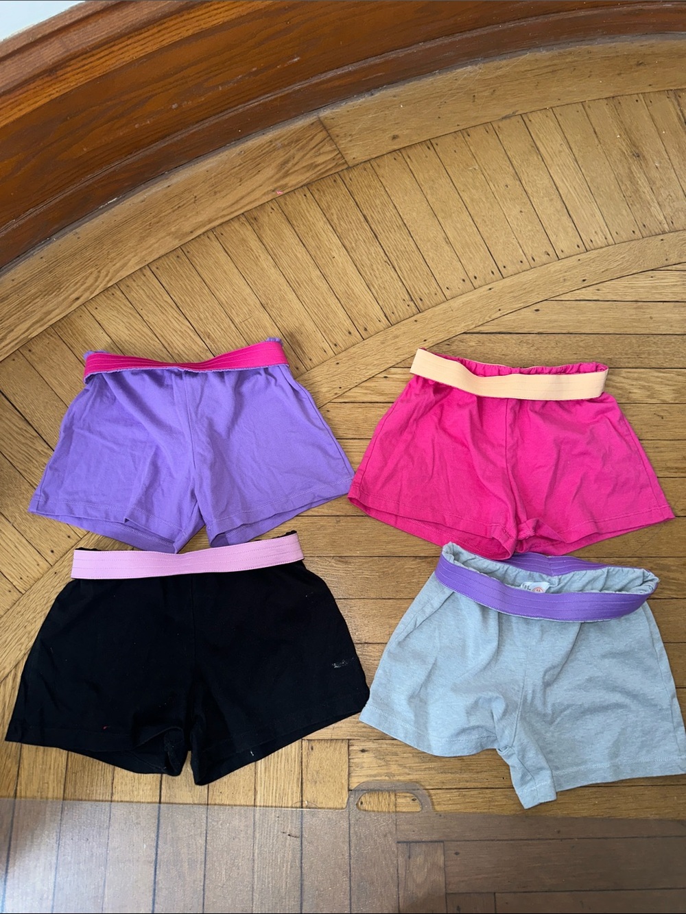 Girls' Active Basic Shorts Bundle - Purple, Pink, Black, Gray